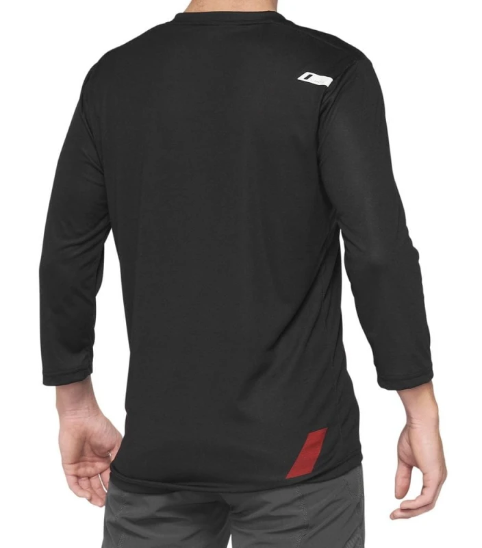 Koszulka męska 100% AIRMATIC 3/4 Sleeve Black Red roz. L
