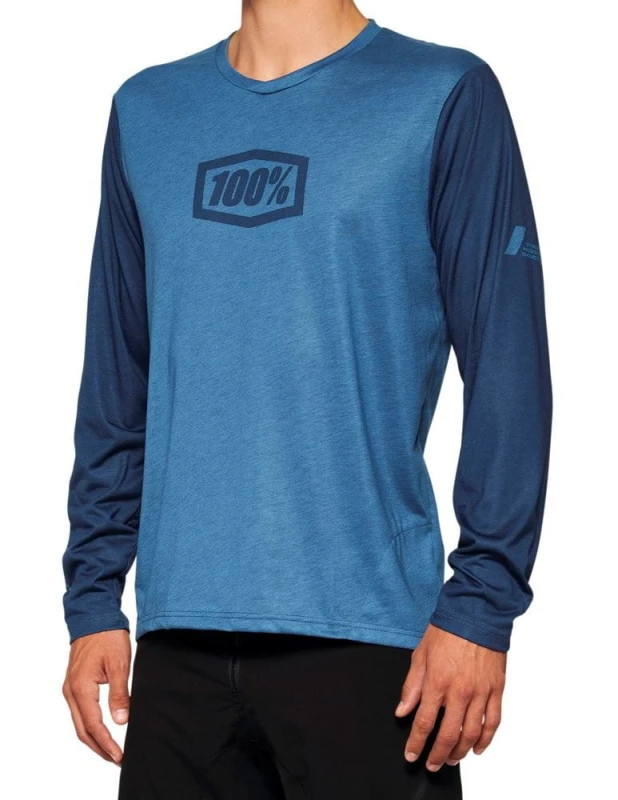 Koszulka męska 100% AIRMATIC Long Sleeve Slate Blue roz. L