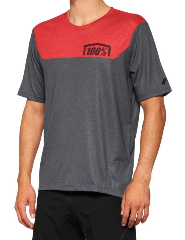 Koszulka męska 100% AIRMATIC Jersey krótki rękaw charcoal racer red roz. S (NEW 2022)