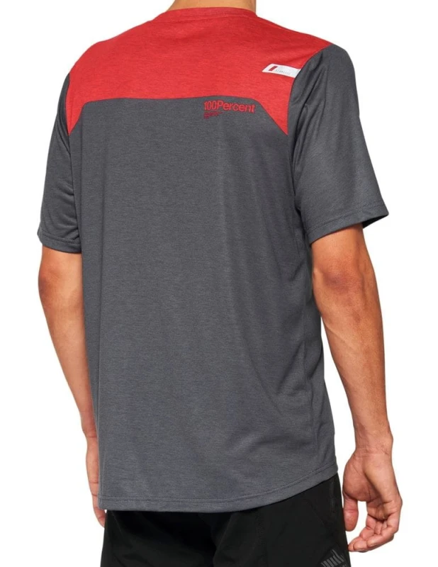 Koszulka męska 100% AIRMATIC Jersey krótki rękaw charcoal racer red roz. L (NEW 2022)
