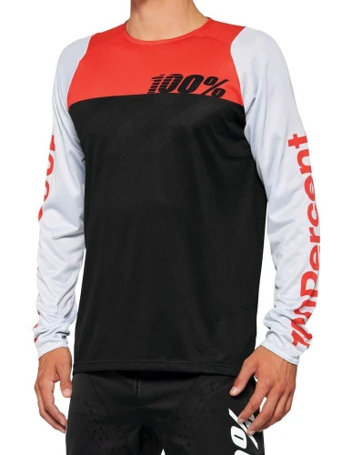 Koszulka męska 100% R-CORE Jersey długi rękaw black racer red roz. S (NEW 2022)