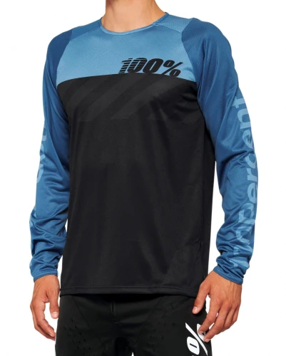Koszulka męska 100% R-CORE Jersey długi rękaw black slate blue roz. XL (NEW 2022)