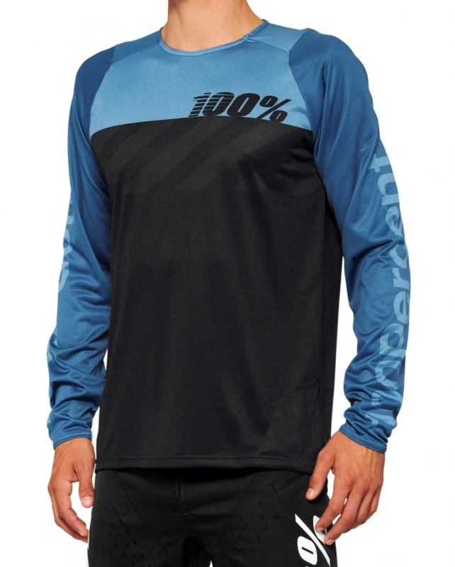 Koszulka męska 100% R-CORE Jersey długi rękaw black slate blue roz. XL (NEW 2022)