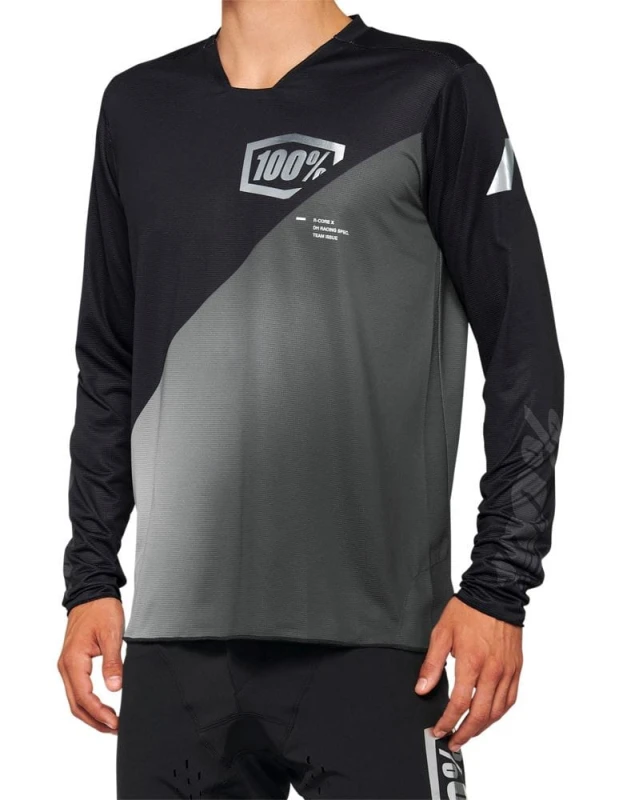 Koszulka męska 100% R-CORE X Jersey długi rękaw black grey roz. L (NEW 2022)