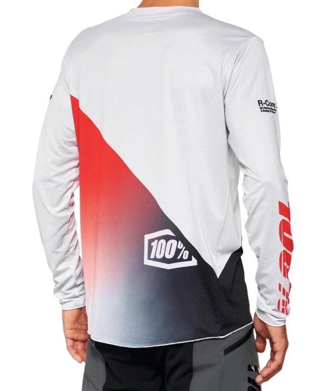 Koszulka męska 100% R-CORE X Jersey długi rękaw grey racer red roz. M (NEW 2022)