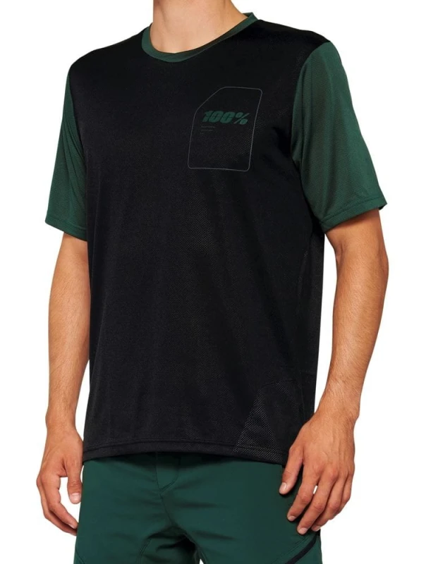 Koszulka męska 100% RIDECAMP Jersey krótki rękaw black forest green roz. M