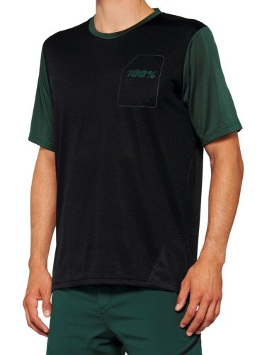 Koszulka męska 100% RIDECAMP Jersey krótki rękaw black forest green roz. XL