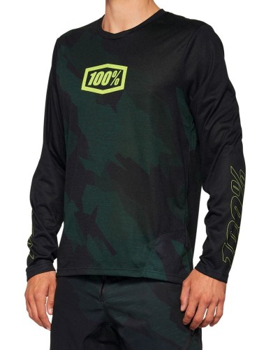 Koszulka męska 100% AIRMATIC LE Long Sleeve Black Camo roz. S