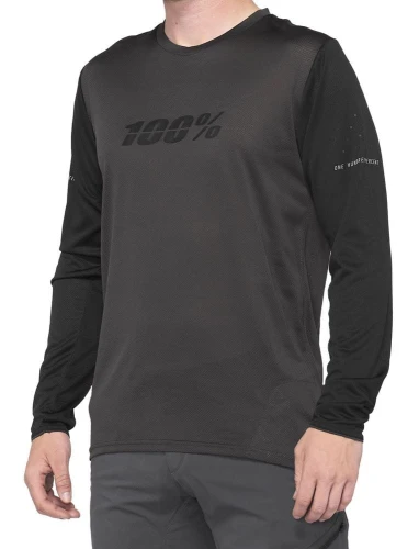 Koszulka męska 100% RIDECAMP Long Sleeve Jersey długi rękaw Black Charcoal roz. S