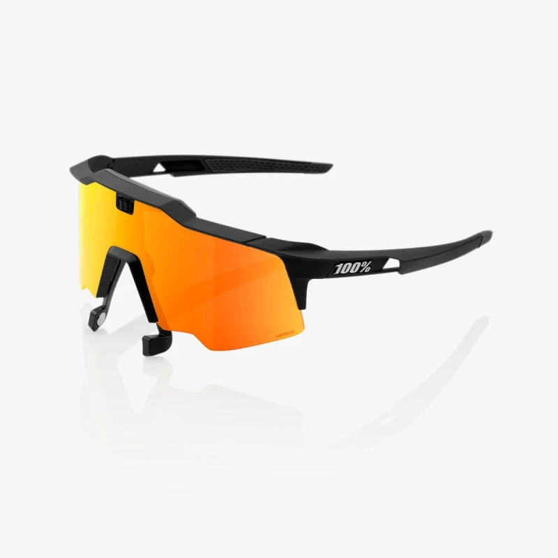 Okulary 100% SPEEDCRAFT AIR Soft Tact Black - HiPER Red Multilayer Mirror Lens (Szkła Czerwone Lustrzane Wielowarstwowe LT 21% + Szkła Przeźroczyste L