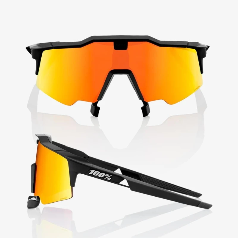 Okulary 100% SPEEDCRAFT AIR Soft Tact Black - HiPER Red Multilayer Mirror Lens (Szkła Czerwone Lustrzane Wielowarstwowe LT 21% + Szkła Przeźroczyste L