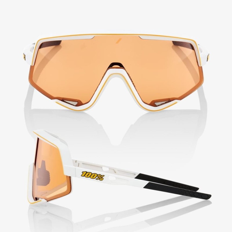 Okulary 100% GLENDALE Soft Tact Off White - Persimmon Lens (Szkło Pomarańczowe, LT 52% + Szkło Przeźroczyste, LT 93%) (NEW)