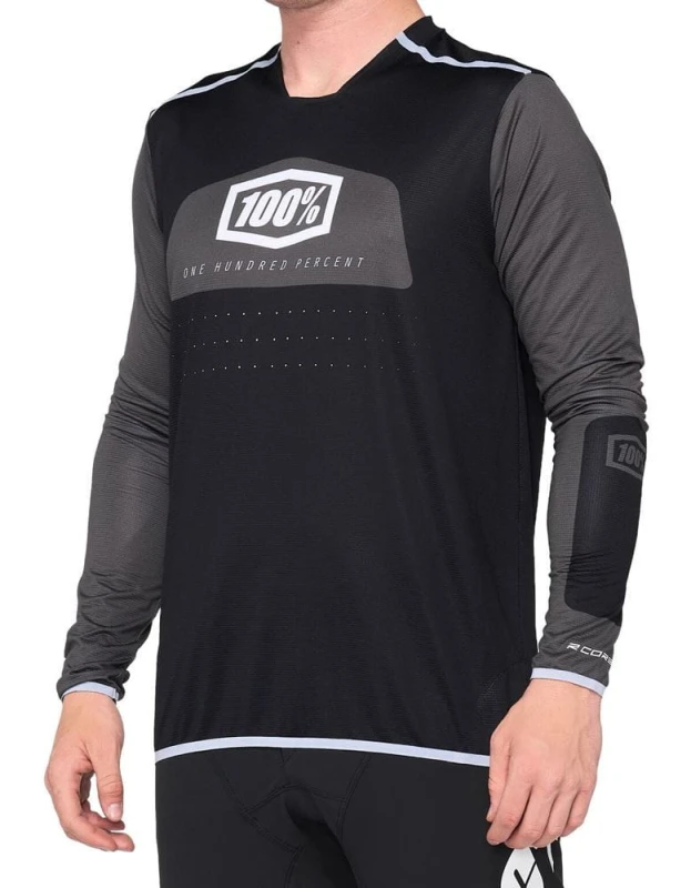 Koszulka męska 100% R-CORE X Jersey długi rękaw black white roz. L (NEW)