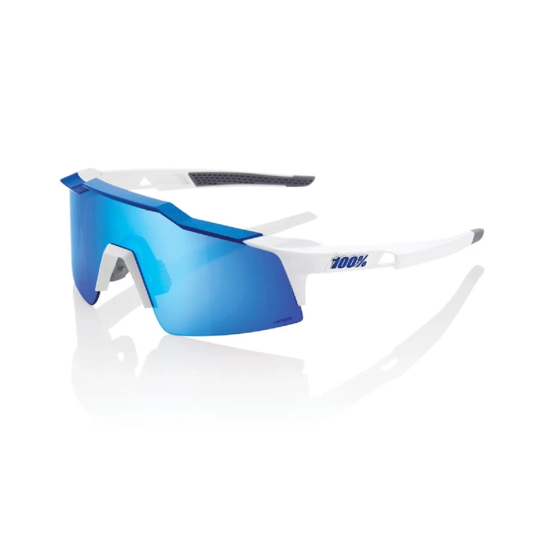 Okulary 100% SPEEDCRAFT SL Matte White/Metallic Blue - HiPER Blue Multilayer Mirror Lens (Szkła Niebieskie Lustrzane Wielowarstwowe, LT 15% + Szkła Pr