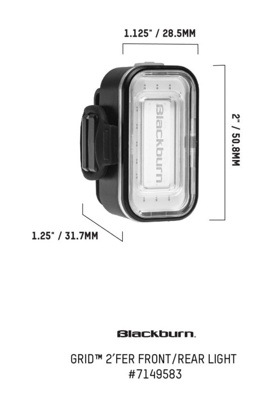 Lampka przednia/tylna BLACKBURN GRID 2'FER USB przód 175 lumenów tył 55 lumenów czarna (NEW 2023)
