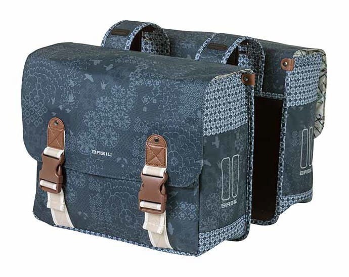 Sakwa miejska podwójna BASIL BOHEME DOUBLE BAG 35L, mocowanie na paski, wodoodporny poliester, indigo blue (NEW)