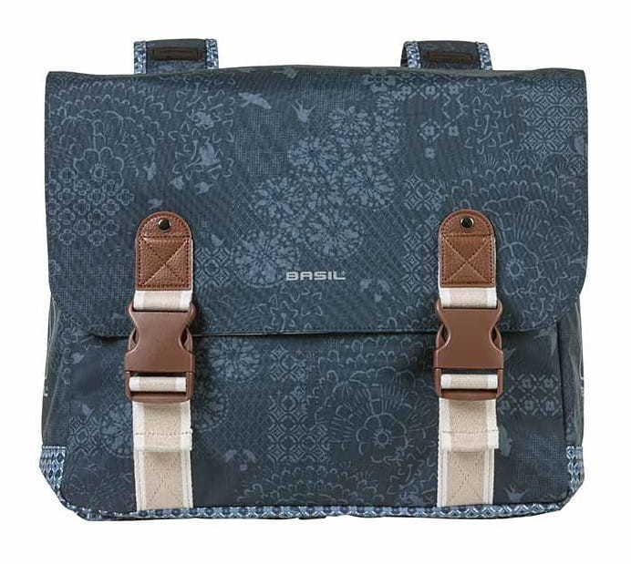 Sakwa miejska podwójna BASIL BOHEME DOUBLE BAG 35L, mocowanie na paski, wodoodporny poliester, indigo blue (NEW)