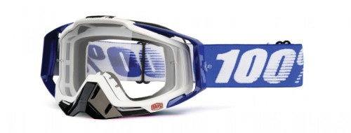 Gogle 100% RACECRAFT COBALT BLUE (Szyba Przezroczysta Anti-Fog, LT 88%-92% + 10 Zrywek)