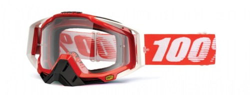 Gogle 100% RACECRAFT FIRE RED (Szyba Przezroczysta Anti-Fog, LT 88%-92% + 10 Zrywek)