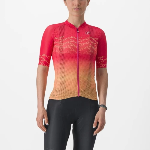 Damska koszulka kolarska Climber's 2.0 W, hibiscus/soft orange, rozmiar XS