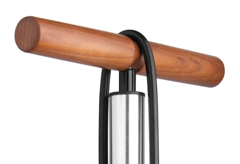 Pompka podłogowa BIRZMAN The Pump with Helix (Presta/Schrader/Dunlop), 220psi/15bar, CNC, Srebrna, Drewno lakierowane