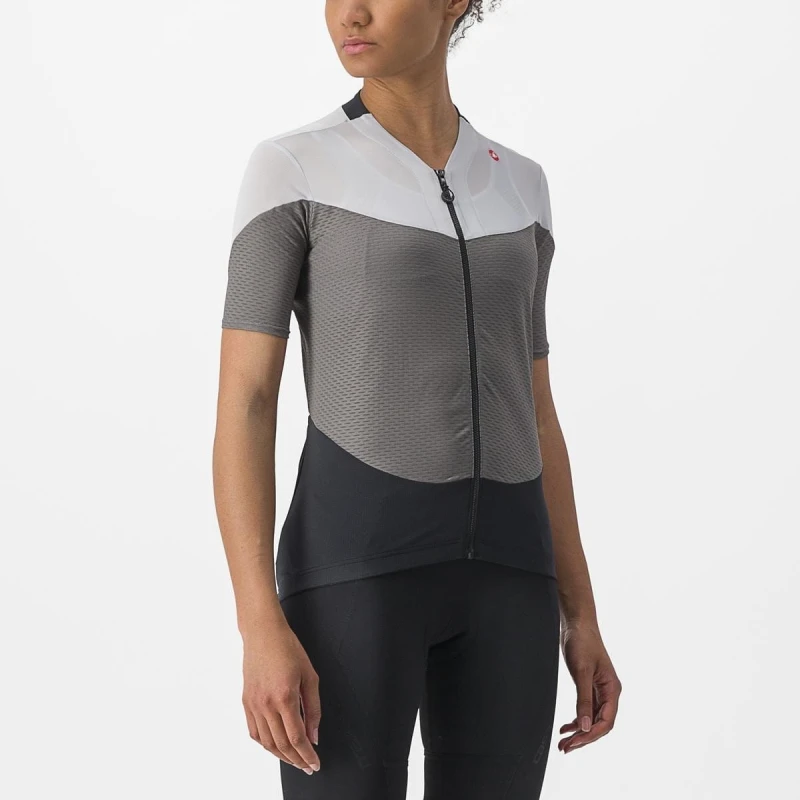 Damska koszulka kolarska Gradient Color Block, gunmetal gray/silver gray, rozmiar S
