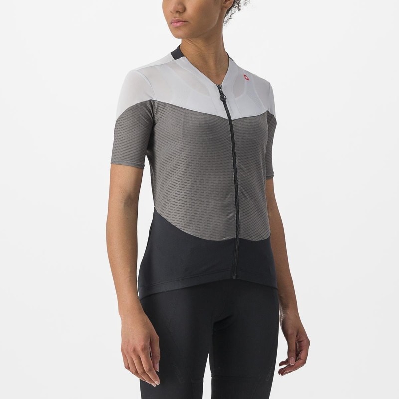 Damska koszulka kolarska Gradient Color Block, gunmetal gray/silver gray, rozmiar M