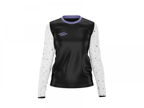 Jersey MTB długi rękaw Descender Lady, czarno-biało-fioletowy, L