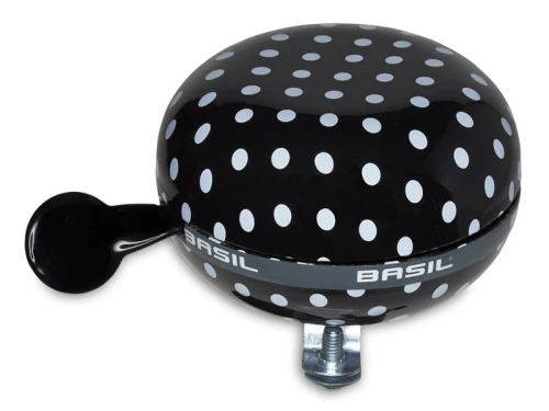 Dzwonek rowerowy BASIL BIG BELL POLKADOT 80mm, black/white dots (NEW)