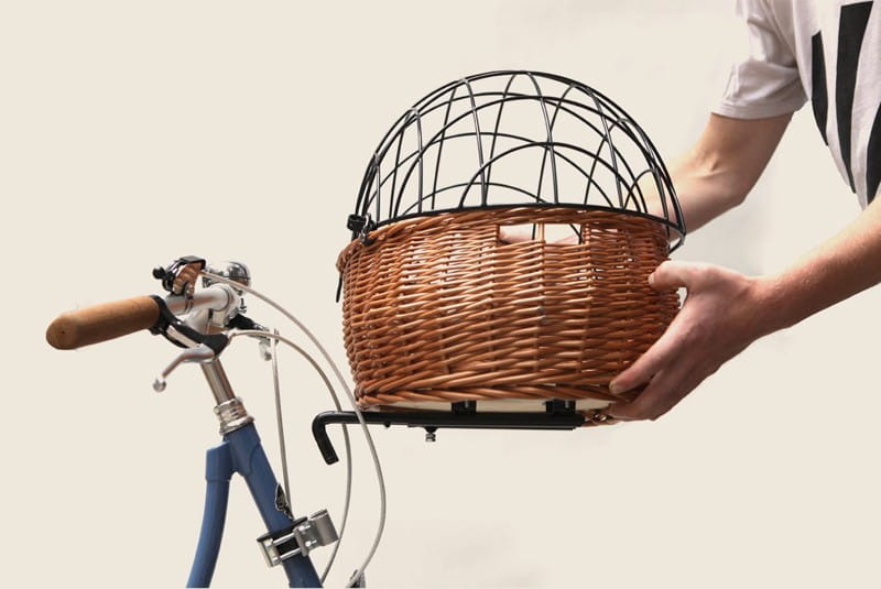 Kosz na kierownicę BASIL PLUTO dla zwierząt + poduszka, wiklinowy varnished natural (bez osłony) (NEW)