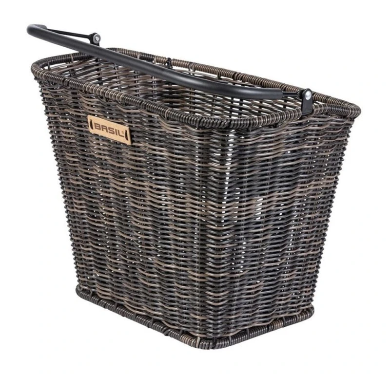 Kosz na kierownicę BASIL BREMEN RATTAN LOOK KF ratanowy + Płytka mocująca do kosza BASIL KLICKFIX ADAPTER PLATE system do mocowania na kierownicę odpi