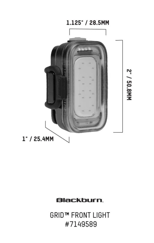 Lampka przednia BLACKBURN GRID FRONT LIGHT, 110 lumenów czarna (NEW 2023)