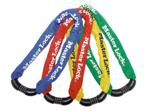 Zapięcie rowerowe MASTERLOCK QUANTUM 8392 ŁAŃCUCH 8mm 40mm 90cm SZYFR zestaw mix kolorów pudełko 6szt. (NEW)