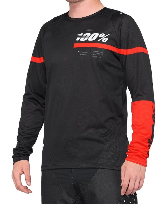 Koszulka męska 100% R-CORE Jersey długi rękaw red black roz. XXL (NEW)