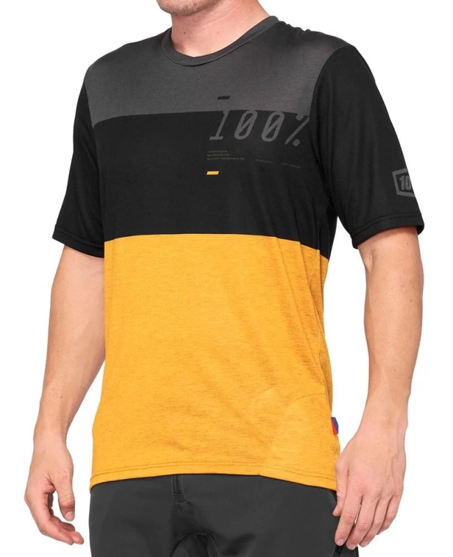 Koszulka męska 100% AIRMATIC Jersey krótki rękaw black mustard roz. L (NEW)