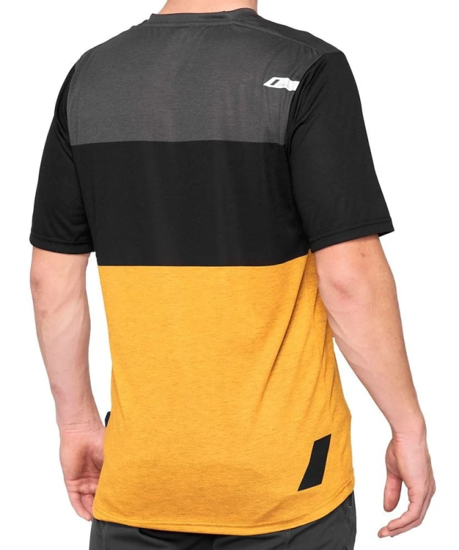 Koszulka męska 100% AIRMATIC Jersey krótki rękaw black mustard roz. L (NEW)