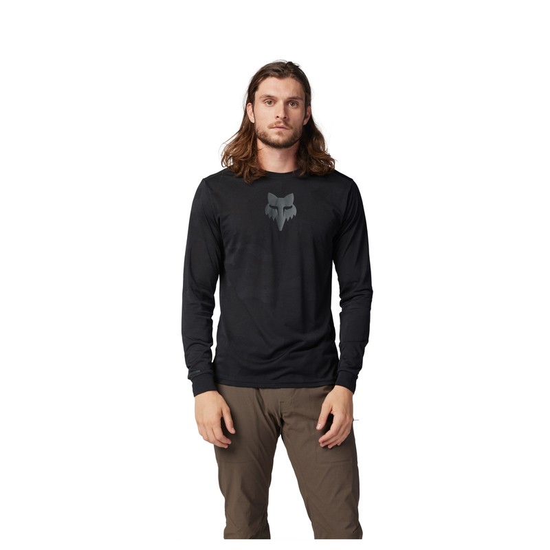 KOSZULKA ROWEROWA Z DŁUGIM RĘKAWEM FOX RANGER TRU DRI BLACK S