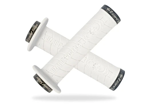 Chwyty kierownicy LIZARDSKINS LOGO FLANGE LOCK-ON klamry czarne 143mm białe