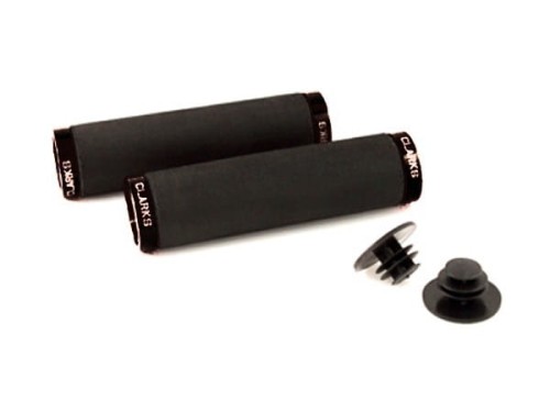 Chwyty kierownicy CLARKS CLO-222, LOCK-ON, Czarne neoprenowe, Pierścienie czarne anodyzowane