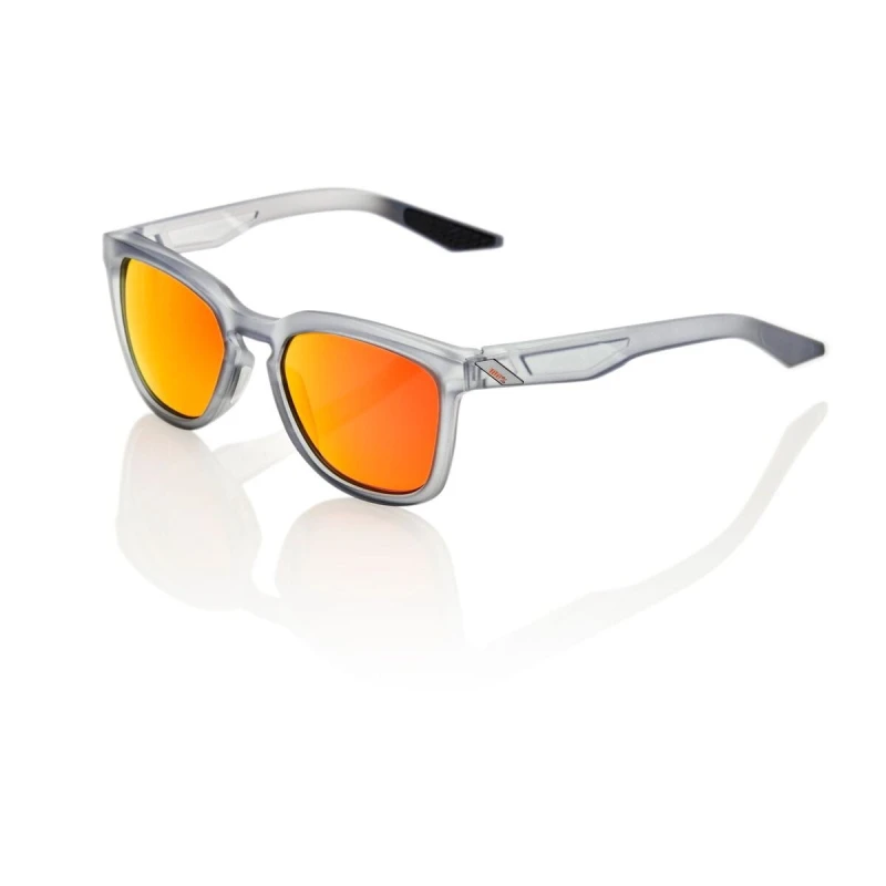 Okulary 100% HUDSON Soft Tact Translucent Crystal Grey - HiPER Red Multilayer Mirror Lens (Szkła Czerwone Lustrzane Wielowarstwowe, LT 21%)