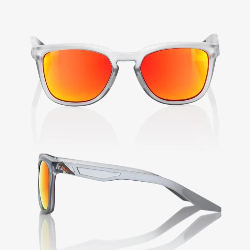 Okulary 100% HUDSON Soft Tact Translucent Crystal Grey - HiPER Red Multilayer Mirror Lens (Szkła Czerwone Lustrzane Wielowarstwowe, LT 21%)