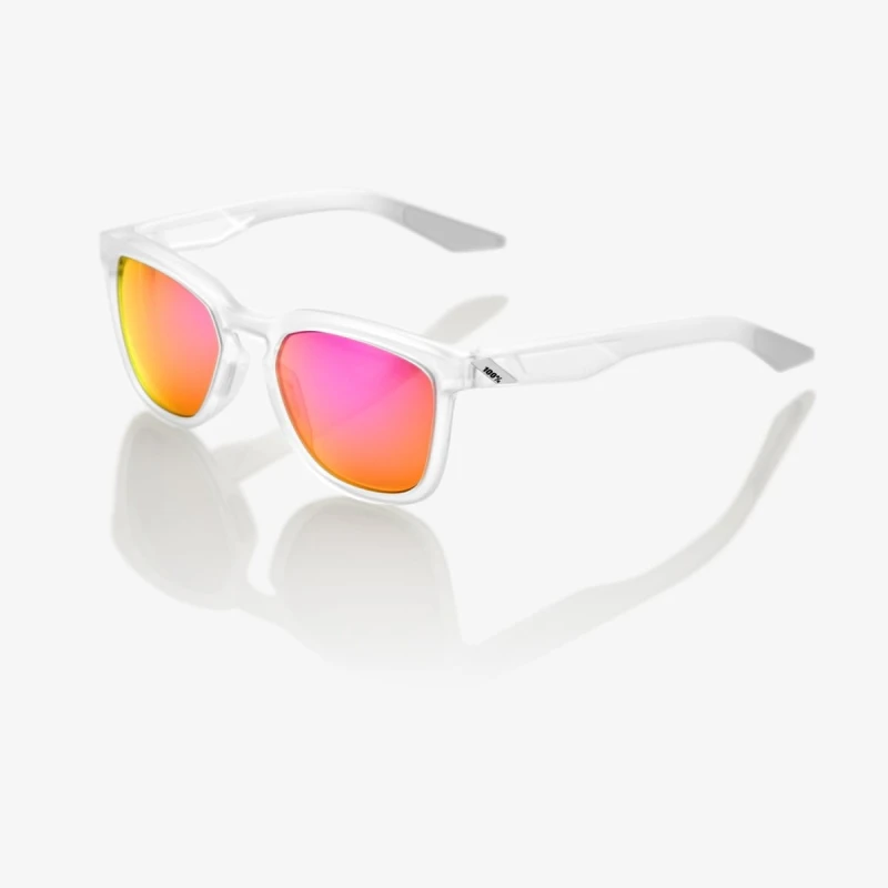 Okulary 100% HUDSON Matte Translucent Crystal Clear - Purple Multilayer Mirror Lens (Szkła Fioletowe Lustrzane Wielowarstwowe, LT 24%)