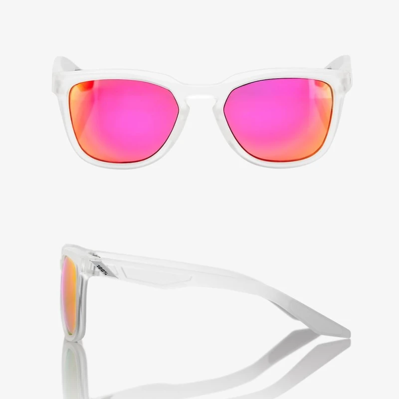 Okulary 100% HUDSON Matte Translucent Crystal Clear - Purple Multilayer Mirror Lens (Szkła Fioletowe Lustrzane Wielowarstwowe, LT 24%)