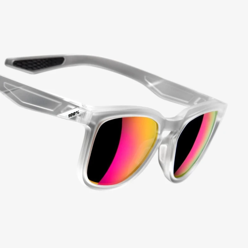 Okulary 100% HUDSON Matte Translucent Crystal Clear - Purple Multilayer Mirror Lens (Szkła Fioletowe Lustrzane Wielowarstwowe, LT 24%)