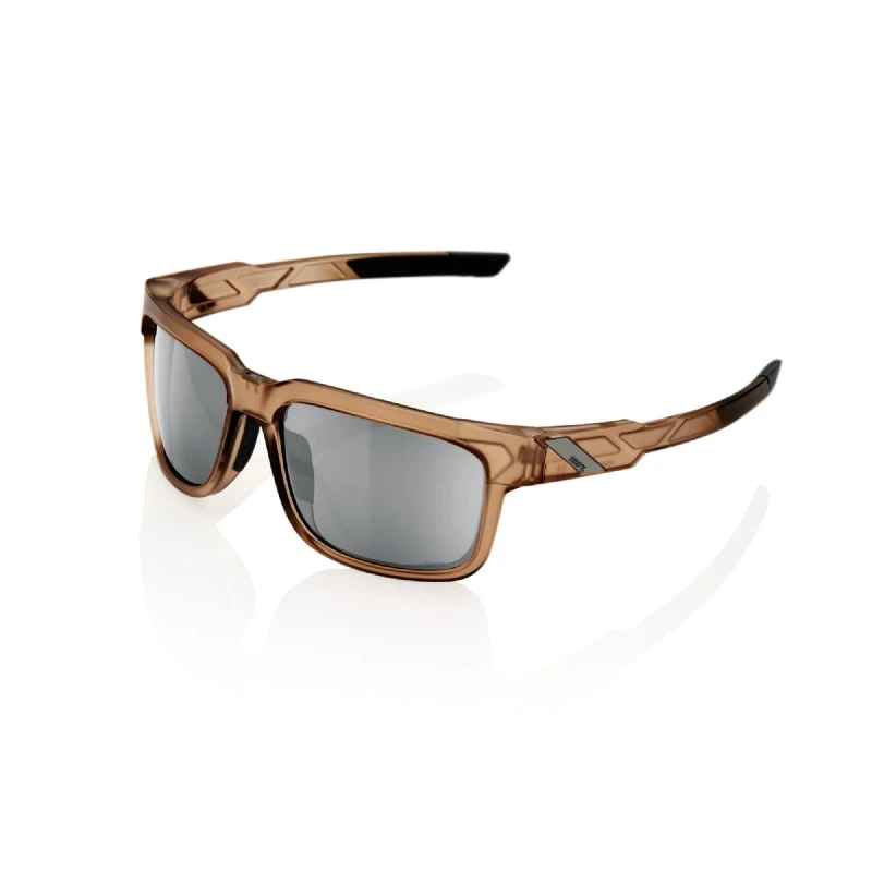 Okulary 100% TYPE-S Matte Translucent Crystal Sepia - HiPER Silver Mirror Lens (Szkła Srebrne Lustrzane, LT 14%)
