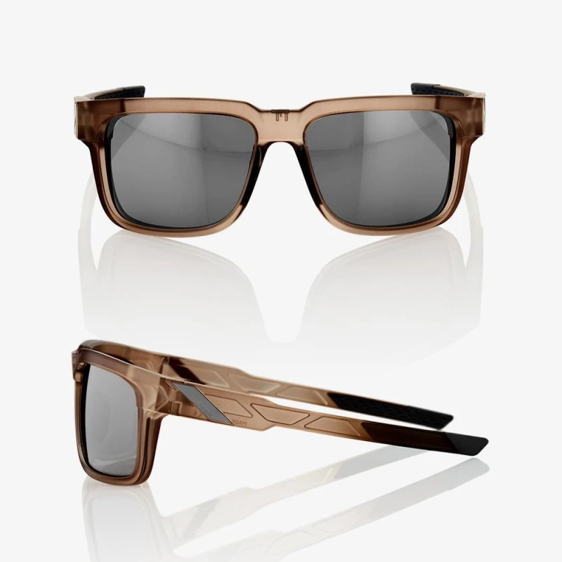 Okulary 100% TYPE-S Matte Translucent Crystal Sepia - HiPER Silver Mirror Lens (Szkła Srebrne Lustrzane, LT 14%)