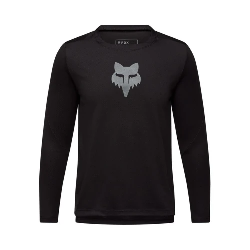 KOSZULKA ROWEROWA Z DŁUGIM RĘKAWEM JUNIOR FOX RANGER HEAD BLACK YS