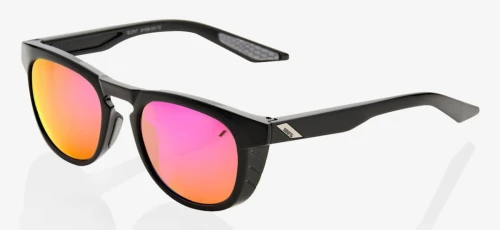 Okulary 100% SLENT Polished Black - Purple Multilayer Mirror Lens (Szkła Fioletowe Lustrzane Wielowarstwowe, LT 24%) (DWZ)