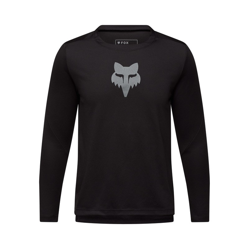 KOSZULKA ROWEROWA Z DŁUGIM RĘKAWEM FOX JUNIOR RANGER HEAD BLACK YL