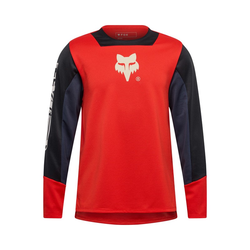 KOSZULKA ROWEROWA Z DŁUGIM RĘKAWEM FOX JUNIOR DEFEND ELEVATED FLUO RED YM